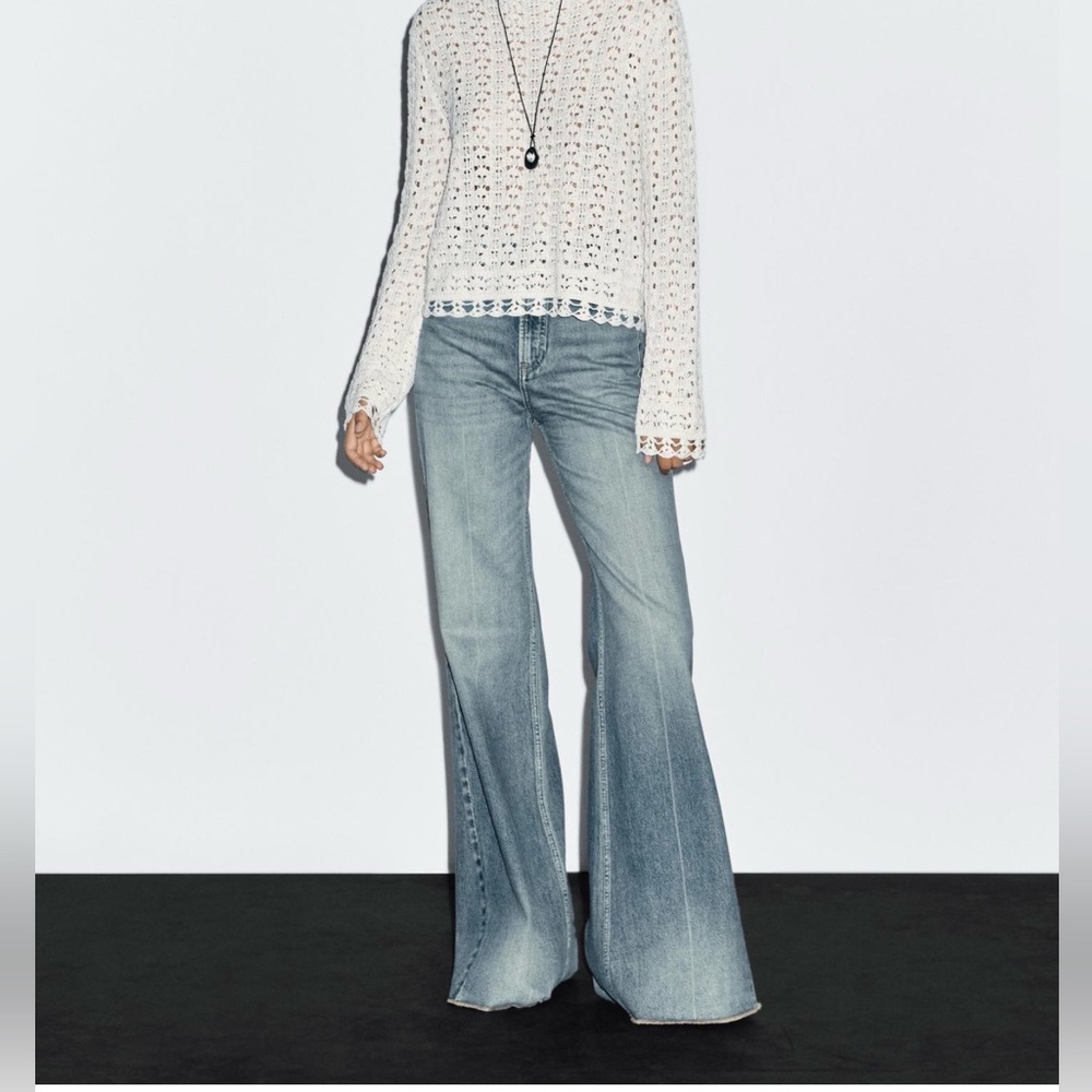 Massimo Dutti Denim Flare Jeans in Light Blue